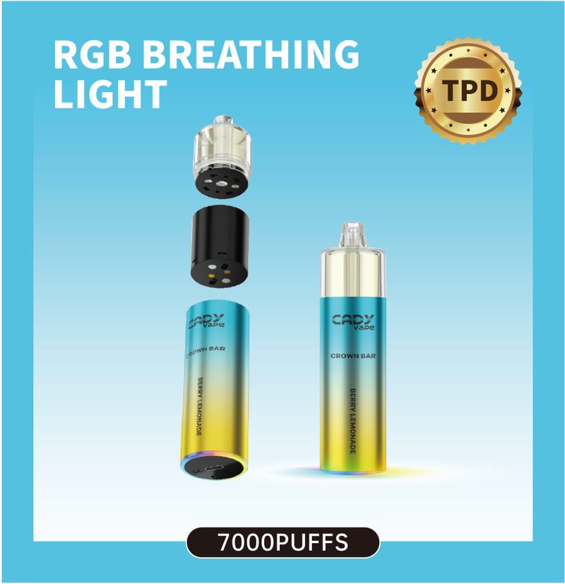 RGB 브리딩 라이트 일회용 기기 7000퍼프